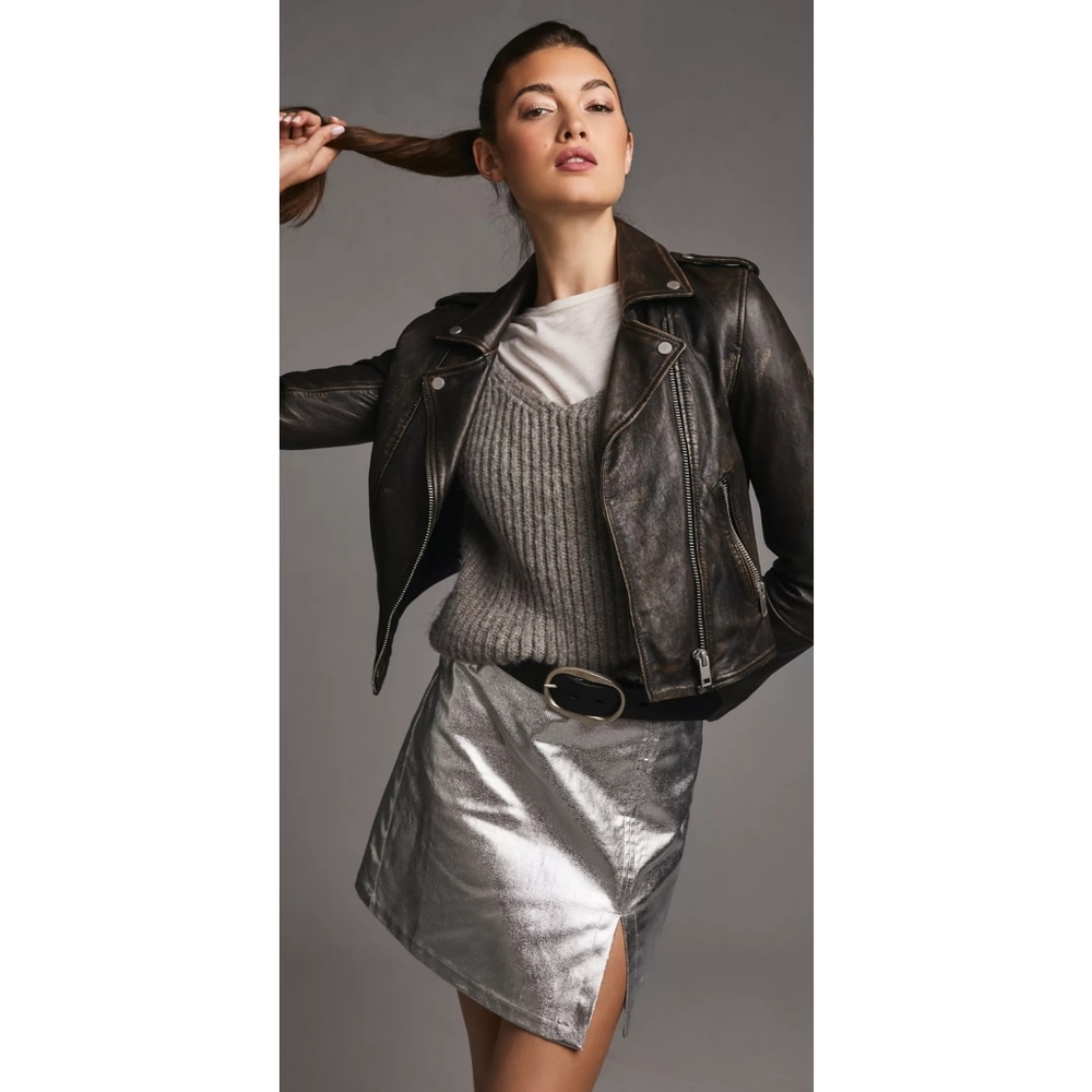 Anthropologie Maeve Metallic Mini Skirt - Picture 2 of 9
